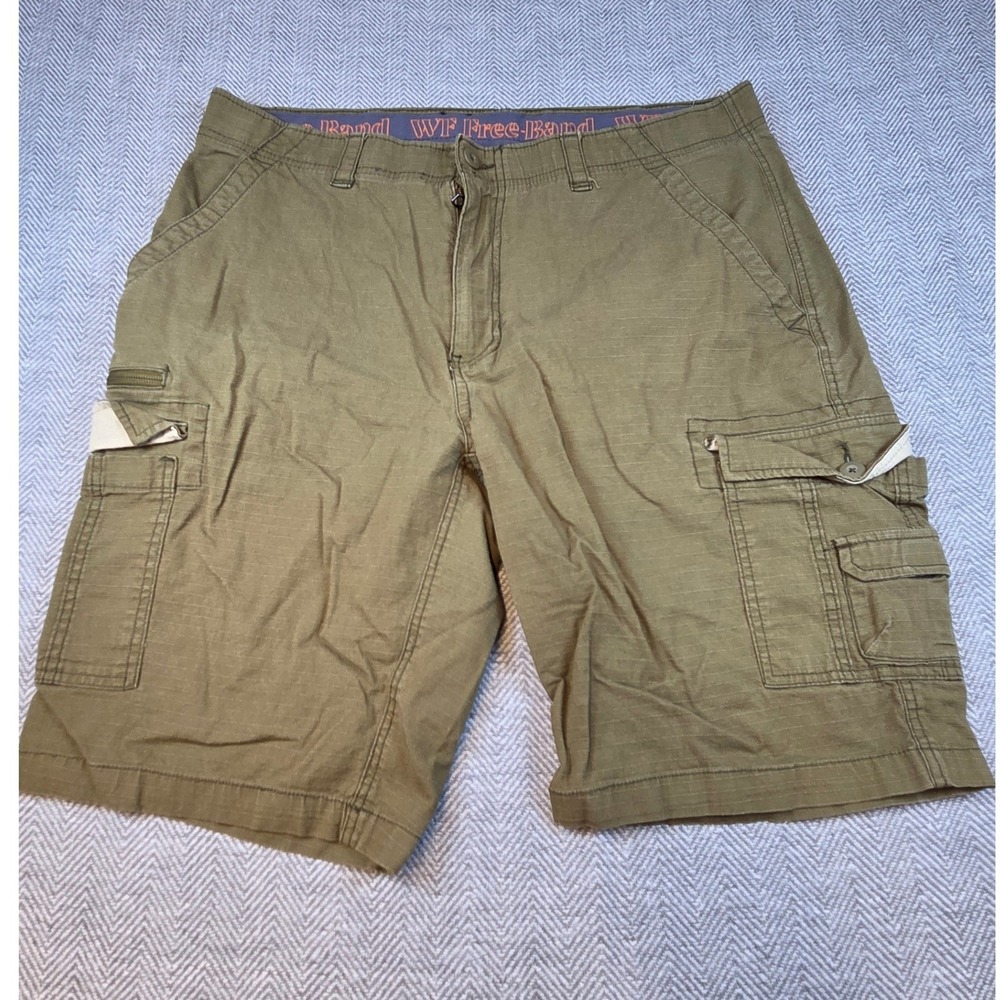 WearFirst Mens Olive Green Ripstop Cargo Shorts Free-Band Stretch Size 38